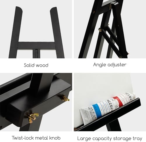 MEEDEN Display Easel Stand for Sign: Adjustable Wooden Stands for Painting - A Frame Art Easel for Canvas up to 60" for Artist Adults Drawing Picture Poster - Black