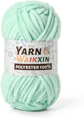 Aqua Green Soft Chenille Yarn for Crocheting, Fluffy Chunky Crochet Yarn for Baby Blanket, (3.52oz/131yds) Fuzzy Velvet Yarn for Amigurumi&DIY Puzzle、Crafts、Scarf