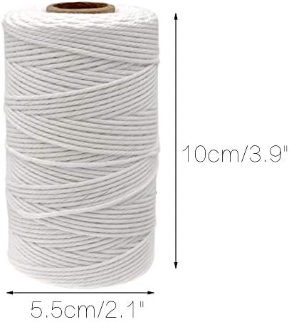 jijAcraft White String, Butchers Twine, 328 Feet 2mm Cotton Twine Strings for Cooking Crafts Gift Wrapping Turkey Sausage Gardening