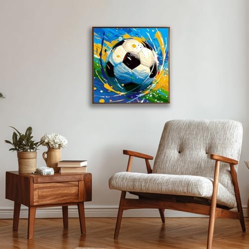 Reivworl Framed Soccer Paint by Numbers Kit for Adults Beginner 10×10 inch