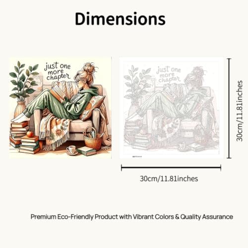 CraftBliss Painting by Numbers for Adults, Book Lover Kit 11.8 x 11.8 Inch