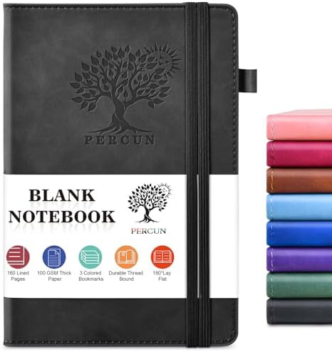 Blank Journal Notebook 5.9"×8.5", Leather Sketchbook,160 Pages Sketch book | A5 Sketchbook for Drawing, 100 Gsm Plain Paper, Writing Journal for Men Women, Hardcover Notebook for School Work Travel Art