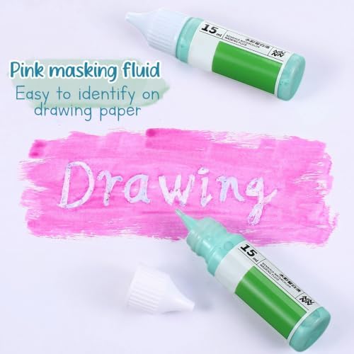 Feifeiya 2 Pcs Masking Fluid for Watercolor Painting, 15ml Capacity, Green