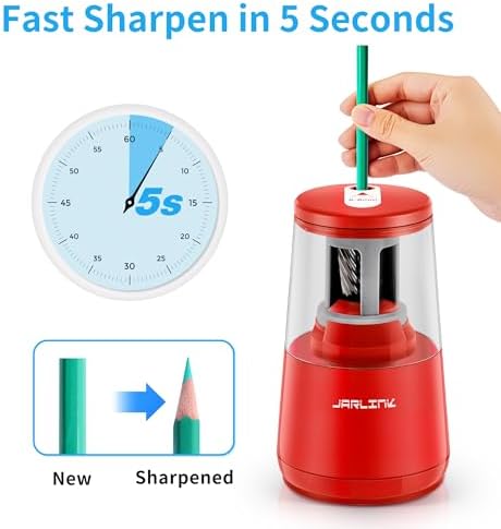 JARLINK Electric Pencil Sharpener, Heavy Duty Helical Blade, Auto Stop