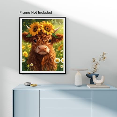 Natuyalo Cattle Paint By Numbers Kit for Adults Beginner Sunflower Adult Paint by Number Kits on Canvas Flowers Animals Acrylic Painting Kit Adults' Paint-By-Number Kits Home Wall Decor 16x20 inch