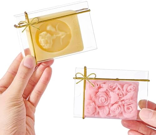 40 Pack 3.5x2.36x1.2 Inch Clear Plastic Soap Boxes for Homemade Soap - Small Dessert Gift Bakery Boxes for Macarons, Cookies & Candies, Wedding & Birthday Party Favors