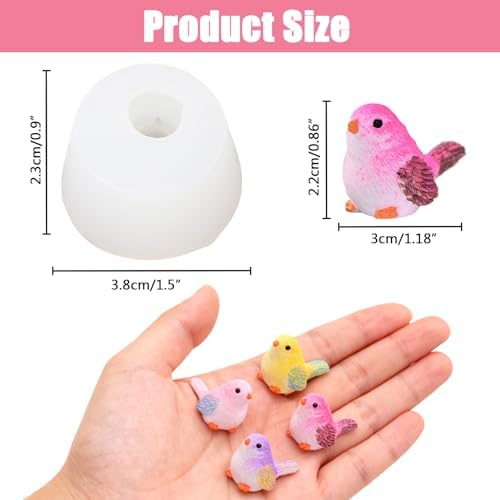 Mini Bird Figurines Resin Silicone Mold for DIY Fairy Garden Decor