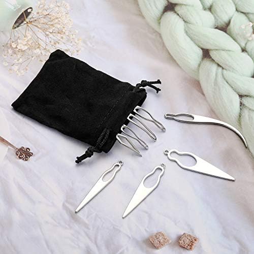 WILLBOND 8 Pcs Interlocking Tool for Locs Dreadlocks Crochet Hook, Silver