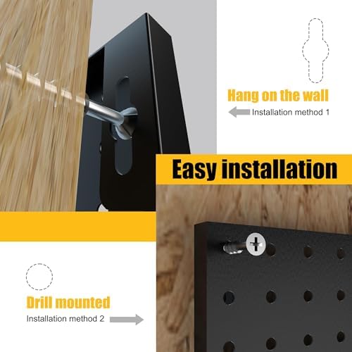 Spampur Peg Board, 8 Pack Metal Pegboard Panels with 50 Hooks