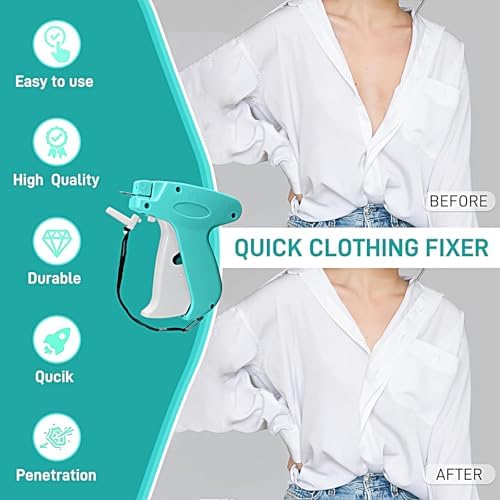 2026 New Stitch Gun for Clothes, Handheld Quick Clothing Fixer Sewing Kit with 1000 Black & 1000 White Fasteners, 6 Replacement Needles, Light Blue