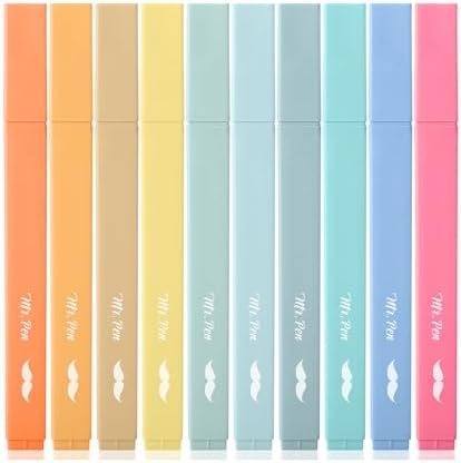 Mr. Pen- Aesthetic Highlighters No Bleed, 10 Pack, Assorted Colors | Chisel Tip, Cute Highlighters Assorted Colors for Journaling, Highlighting, Underlining, Fast Dry, Back to School Supplies
