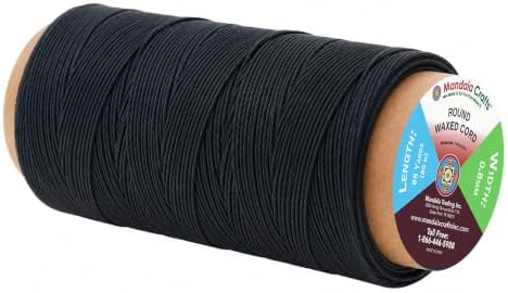 Mandala Crafts 80M 0.8mm Charcoal Round Waxed Thread for Leather Sewing