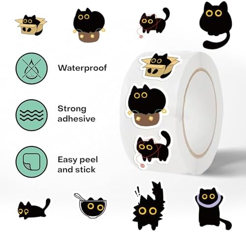 500Pcs Cat Stickers Waterproof Vinyl Decals for Water Bottles