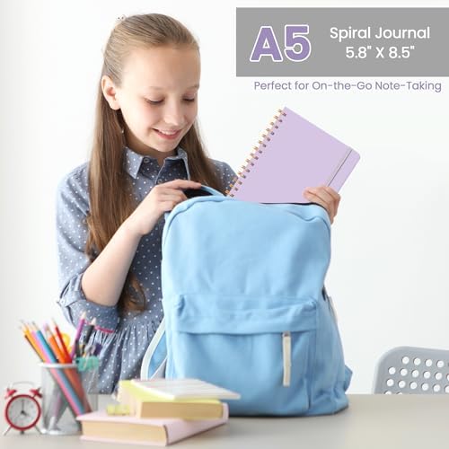 Lined Spiral Journal Notebook, A5 College Ruled Notebook for Note-Taking