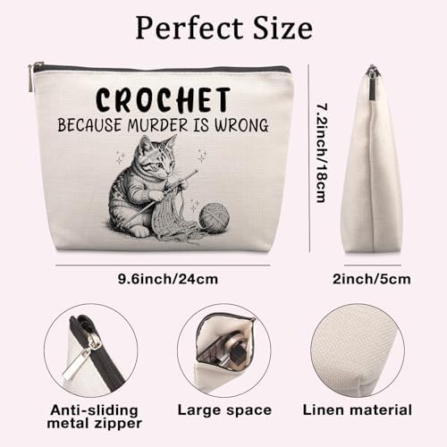Funny Crochet Bag Gifts for Crochet Lovers Accessories and Gadgets Knitting Gifts Christmas Retirement Friendship Fun Gift Funny Birthday Gifts for Women Friends Sister Mom Travel Cosmetic Bag