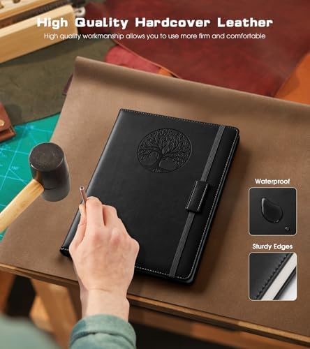 Biuwory A5 Leather Journal Notebook, 140 Lined Pages, Hardcover 5.7"×8.3" | Vintage Journal for Women Men,Work,School,Business,Travel Diary,Note taking,College Ruled Writing,Daily Journaling Notebook