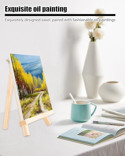 Painting Easel, 12 Pack Wooden Table Top Easels Wooden Easel for Painting, Portable Canvas Photo Picture Sign Holder (Orignal, 7.1 "L x 9.4 "H)
