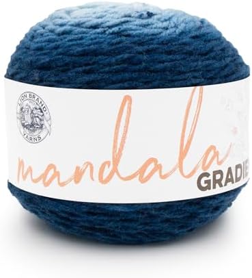 Lion Brand Yarn, Mandala Gradient Variegated Yarn, Steel Blue, 1 Pack