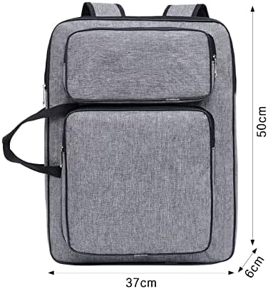 8K Artist Portfolio Carry Backpack Case Versatile Art Bags Waterproof Adjustable Drawing Board Backpack Art Storage Bags for Artworks Painting Drawing Sketching 19.7” x 14.6” x 2.4” (Gray)