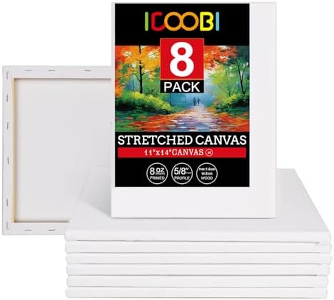 8 Pack 11x14 Stretched Canvases for Painting
