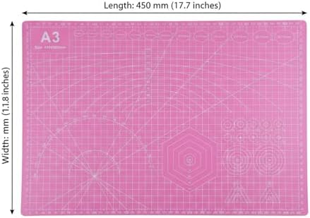 Cutting Mat A3 Pink, Self Healing Cutting Mat 12x18 Inch, 5-Ply Rotary Cutting Board Double-sided for Cutting Quilting Modeling Projects