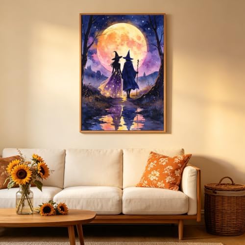 5D Halloween Diamond Painting Kits for Adults, Witch Diamond Art Kit