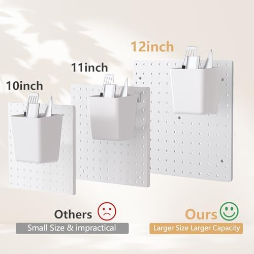 FZK Plastic Pegboard Wall Organizer Kit, 12x12, 4 Pack, White