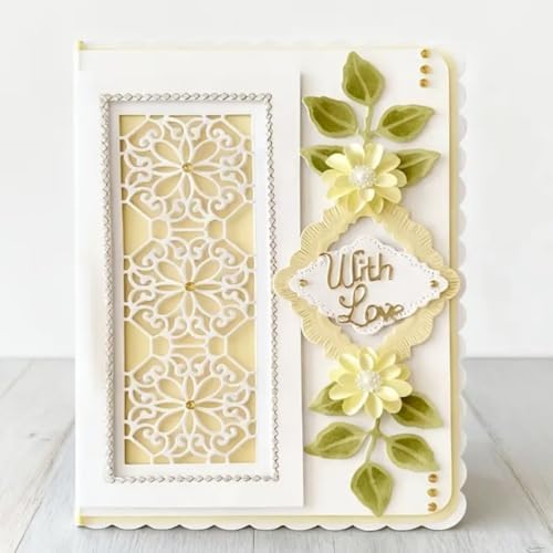 Cutting Dies Metal Stencils Scrapbooking Tools DIY Embossing Template for Paper Card Making Album Arts Crafts Supplies (Hollow Flower Frame- 9x11.4cm)