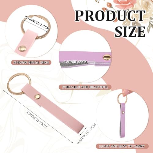 Wavyknot 50 Pcs Leather Keychain Blanks, 3.9 x 0.7 Inches, Pastel Color