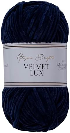 Velvet Lux Chenille Yarn for Crocheting and Knitting, 2 Pack Bulk Chunky Yarn, Super Soft Velvet Yarn for Amigurumi, Baby Blankets & Home Decor — 100g/120yds per Skein (Midnight Blue)
