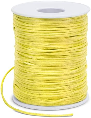 1.5mm Nylon Cord 328 Feet Satin Cord Nylon String for Bracelets, Bracelet Thread Bead String for Jewelry Making, Necklace, Chinese Knotting, Beading, DIY Crafts (Yellow)