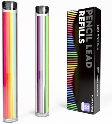 Four Candies 2.6MM Color Lead, 36 Color Pencils Refills 72 PCS | Assorted Colored Leads Colored Mechanical Pencil 2.6mm for Coloring and Drawing