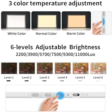 TOHETO A4 Light Board with Bag for Diamond Painting, Super Bright Magnetic Light Pad with Side Buttons, Lightbox for Tracing and Drawing, Corded Light Table for Sketching, Weeding Vinyl (White)