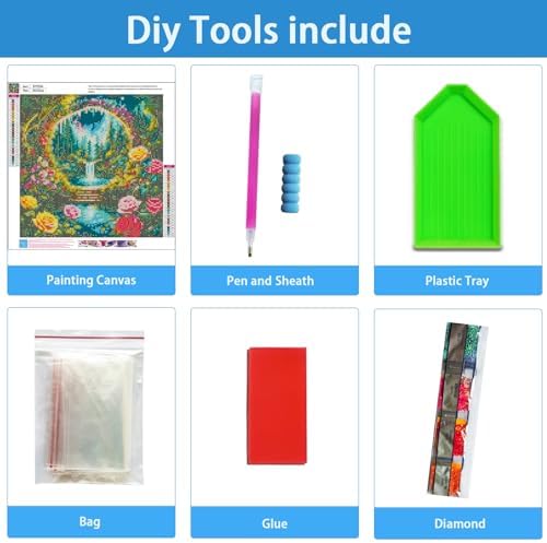 TYPUSOK Landscape Diamond Art Kits for Adults,Round Full Drill 5D Diamond Painting Kits for Beginners,Waterfall DIY Diamond Dots Pictures Gem Art Kit,Home Wall Decor 13.78x13.78in