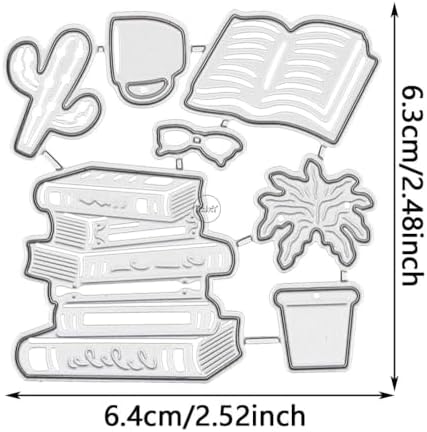Books Potted Cactus Metal Cutting Dies for Card Making