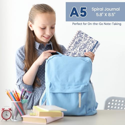 Lined Spiral Journal Notebook, A5 College Ruled Notebook for Note-Taking