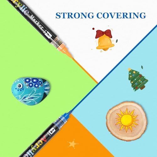 Linbsunne 48 Colors Markers Dual Tip Art Marker Set for Book Drawing, Coloring Illustrations, Ceramics, Card making, Note taking Planner