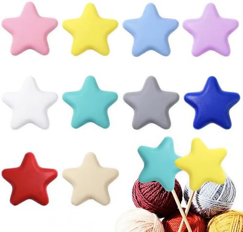 ZZXLLRO Star Knitting Needle Stoppers Silicone Point Protectors Accessories-1.38 Inch Diameter Fit Size 2.5-13 (3mm-9mm) for All Different Needle Materials