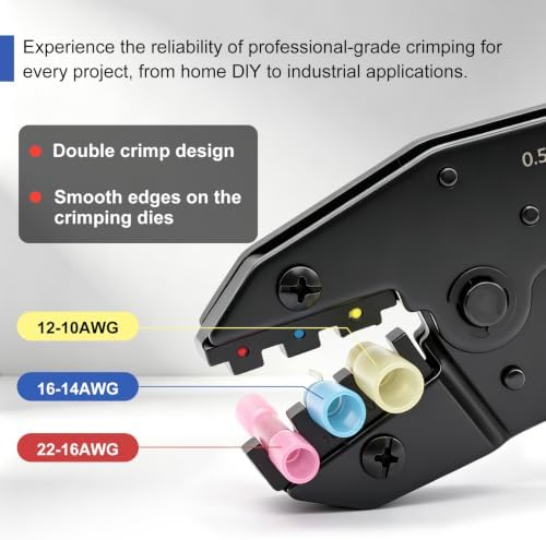 smseace Wire Crimping Tool for Heat Shrink Wire Connectors 22-10AWG Professional Ratcheting Terminal Crimper