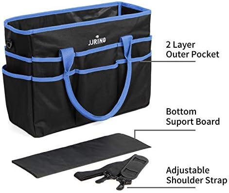 JJRING Large 600D Nylon Artist Organizer Tote Bag With 16 Pockets, Blue