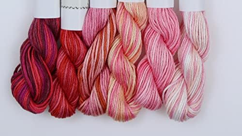 KCS Big skeins of 25 Meters Size 25 Color Variegated Cross Stitch Stranded Threads,6 skeins,11