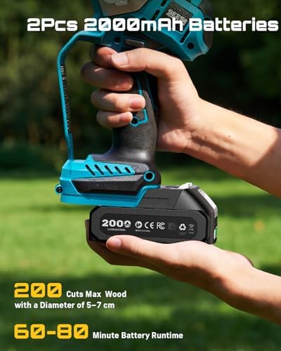 SEESII Mini Chainsaw 6 Inch Brushless, Automatic Oiler | 2 x2.0Ah Batteries, Cordless Chainsaw Compatible with Makita 18V Battery, Electric Saw for Tree Limb Branch Cutter Yard Work
