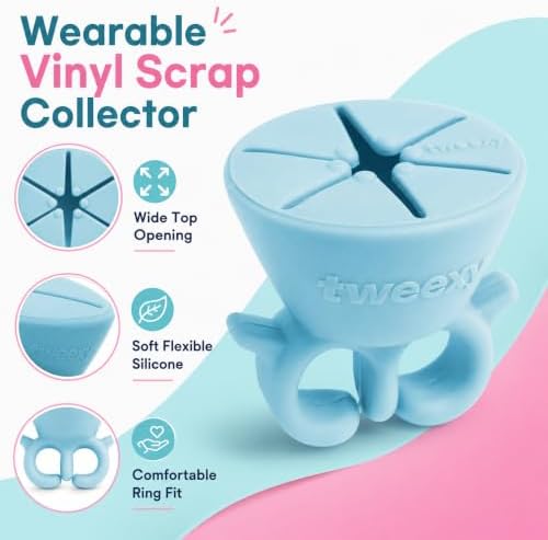 tweexy Craft Vinyl Weeding Scrap Collector Ring for Heat Transfer Vinyl, HTV Crafting Adhesive Paper Sheets Holder (Sky)