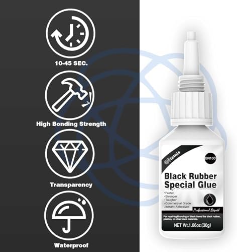 30g Black Rubber Adhesive for Tire Repair, Edge Bonding, DIY Crafts