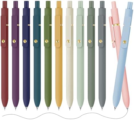 UIXJODO Gel Pens, 12 Pack Gold Retro and Gold Morandi 0.5mm Black Ink Pens Fine Point Smooth Writing Pens for School Office Supplies, Gifts for Women Girls