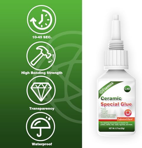 20g Ceramic Glue, Instant Ceramic Super Glue for Porcelain & Pottery