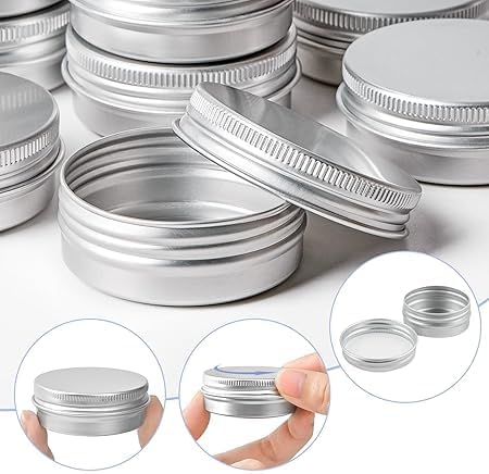 TUZAZO 48Pack Aluminum Tins, 1/2 Oz Metal Container with Lids and Labels