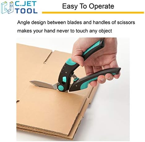 C.JET TOOL 10" Heavy Duty Carpet Cutter, Industrial Scissors, Multipurpose, Professional Soft Grip Stainless Steel (Turquoise)