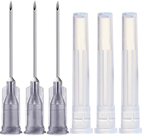 100 Pack 22Ga 1 Inch Sterile Disposable Injection Needle with Cap for Scientific and Industrial Dispensing Needl Accessories (22Ga)