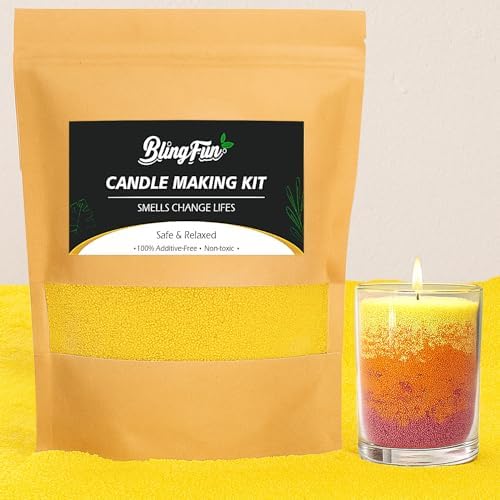 Snow Pearled Candles Sand-Refillable Sand Wax, DIY Candle Beads and Wicks, for Home Decor, Parties, Events-250g/9oz(Yellow)